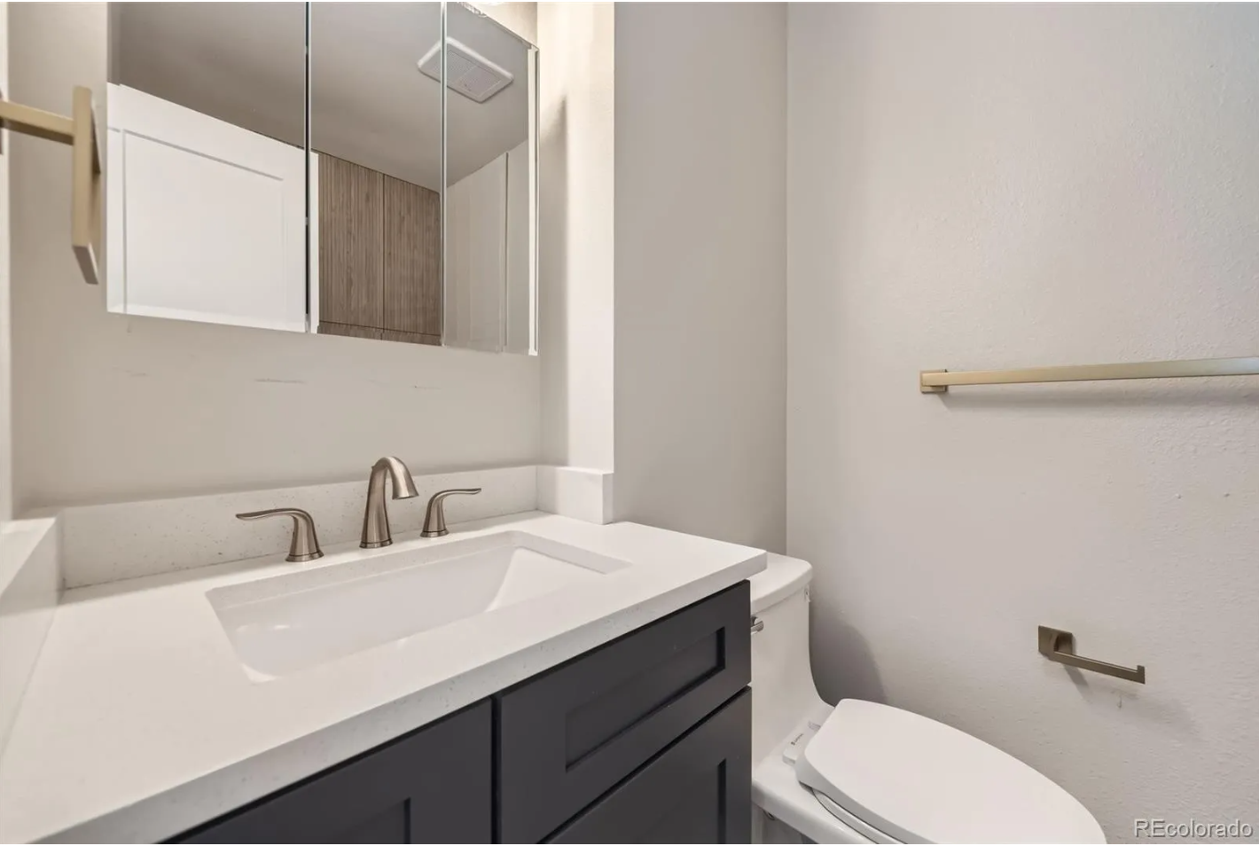 Bathroom remodel with tiled walk-in shower in Northern Colorado by Blue Springs Construction