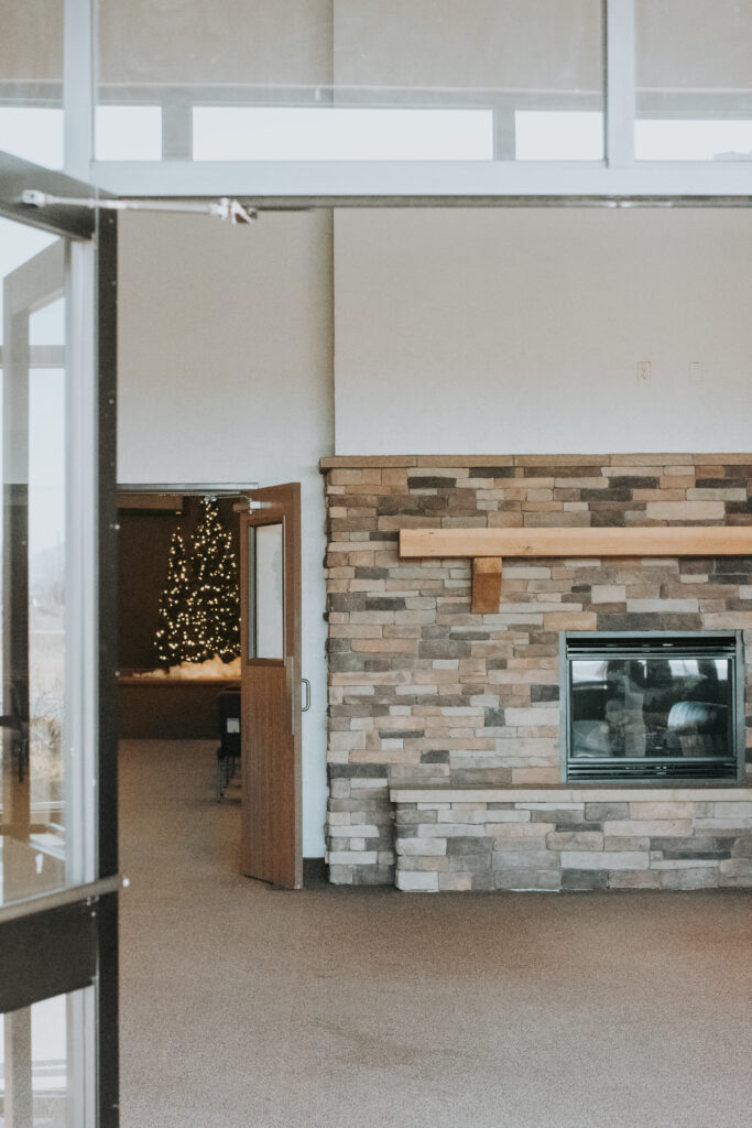 Stone fireplace in a finished Blue Springs remodel
