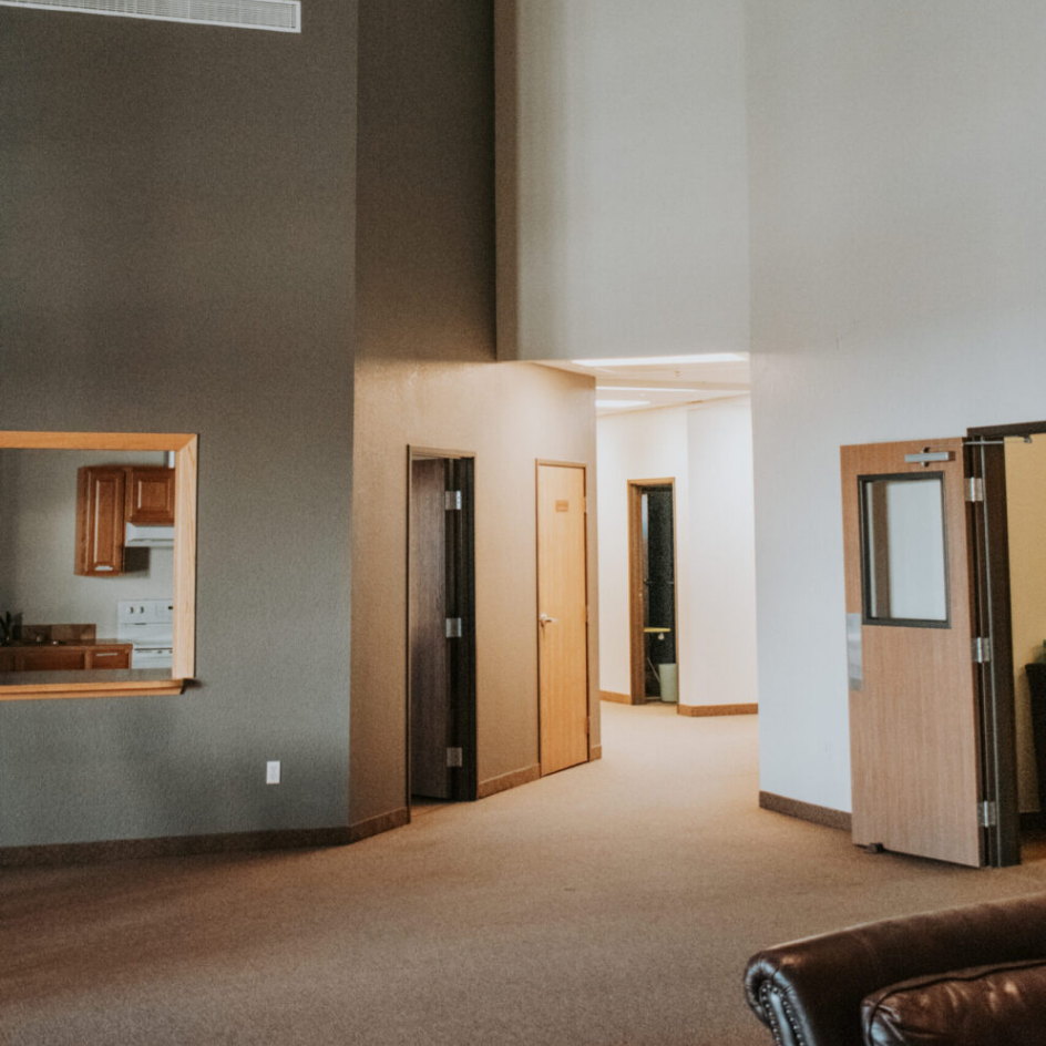 Generations Church Windsor campus finished hallway and interior by Blue Springs Construction